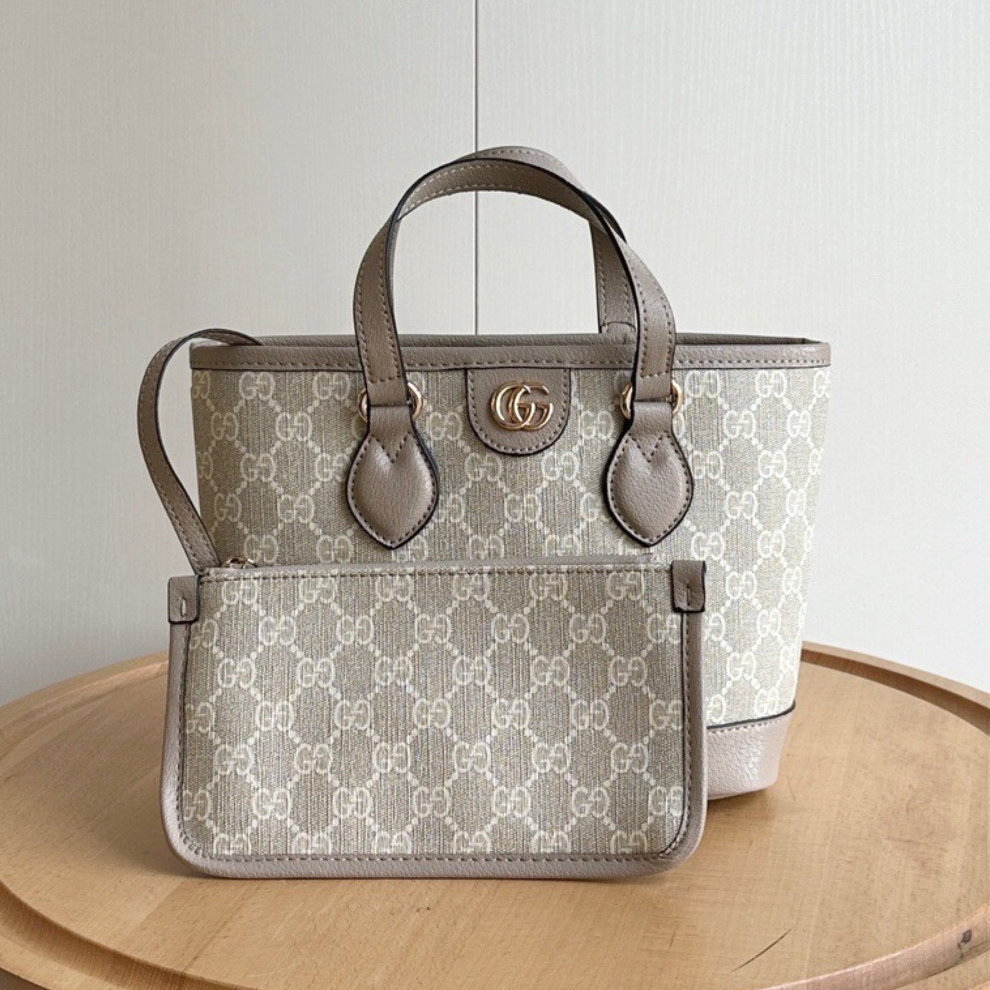 Bolsa GG Ophidia Tote Mini Supreme Bege e Branca 22cm