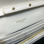 Bolsa YSL Monograma Pequena Branca com logo dourada